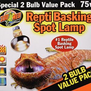 Zoo Med Reptile Basking Spot Lamp 75 Watts 2 Bulb Value Pack