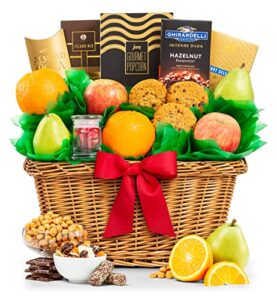 five star premium fresh fruit, cookies & more gift basket by gifttree