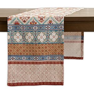 Maison d' Hermine Romane 100% Cotton Table Runner Farmhouse Tabletop Cover for Home Kitchen Dining Décor Cocktail Parties Family Dinners Wedding Thanksgiving/Christmas (Single Layer, 14.50"x108")