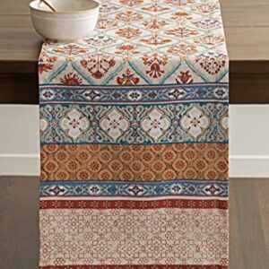 Maison d' Hermine Romane 100% Cotton Table Runner Farmhouse Tabletop Cover for Home Kitchen Dining Décor Cocktail Parties Family Dinners Wedding Thanksgiving/Christmas (Single Layer, 14.50"x108")