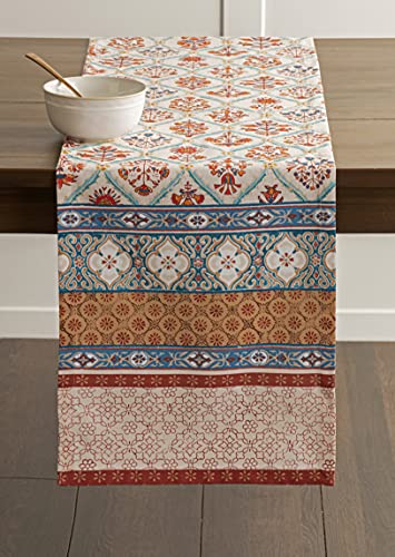 Maison d' Hermine Romane 100% Cotton Table Runner Farmhouse Tabletop Cover for Home Kitchen Dining Décor Cocktail Parties Family Dinners Wedding Thanksgiving/Christmas (Single Layer, 14.50"x108")