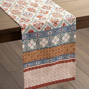 Maison d' Hermine Romane 100% Cotton Table Runner Farmhouse Tabletop Cover for Home Kitchen Dining Décor Cocktail Parties Family Dinners Wedding Thanksgiving/Christmas (Single Layer, 14.50"x108")