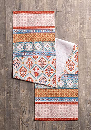 Maison d' Hermine Romane 100% Cotton Table Runner Farmhouse Tabletop Cover for Home Kitchen Dining Décor Cocktail Parties Family Dinners Wedding Thanksgiving/Christmas (Single Layer, 14.50"x108")