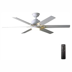 home decorators collection yg493a-wh kensgrove 54 in. integrated led indoor white ceiling fan with light kit and remote control