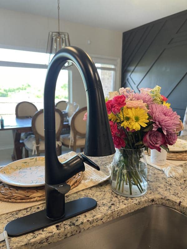 Kohler Safia 1-Handle Pull Down Sprayer Kitchen Faucet with Integrated Soap Dispenser in Matte Black