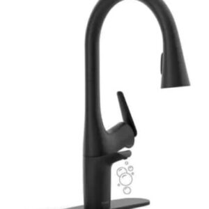 Kohler Safia 1-Handle Pull Down Sprayer Kitchen Faucet with Integrated Soap Dispenser in Matte Black