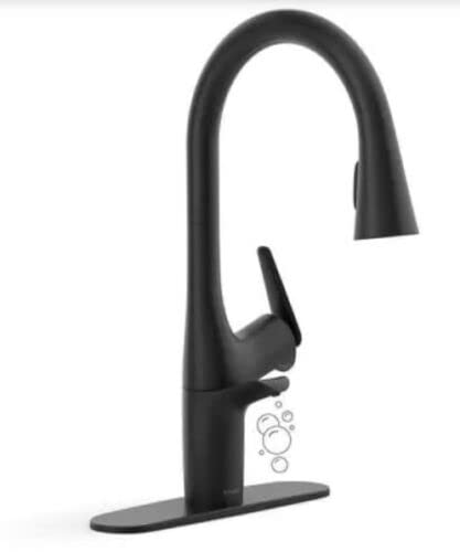 Kohler Safia 1-Handle Pull Down Sprayer Kitchen Faucet with Integrated Soap Dispenser in Matte Black