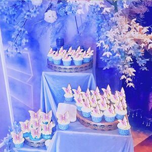 Cyodoos 30pcs Purple Gold Edge Mixed Size Lively 3D Butterfly Cupcake Topper for Girls Women's Happy Birthday Wedding Party Cake Wall Party Food Decorations