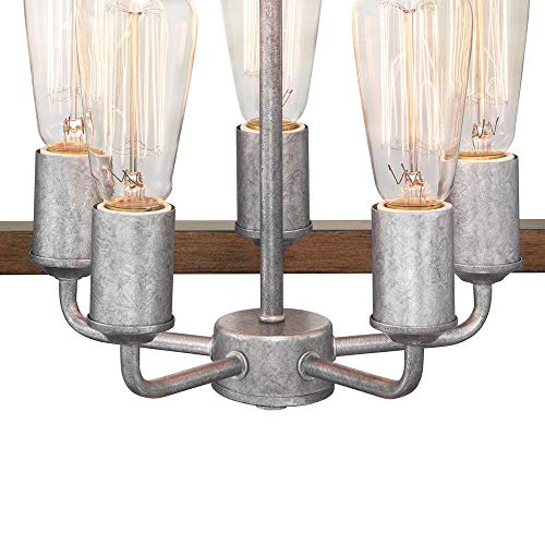 Home Decorators Collection Boswell Quarter 5-Light Galvanized Pendant with Painted Chestnut Wood Accents