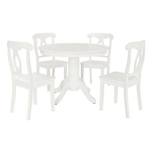 dorel living aubrey 5 piece traditional height pedestal dining set, white