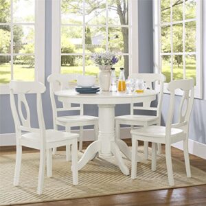 DOREL Living Aubrey 5 piece Traditional Height Pedestal Dining Set, White