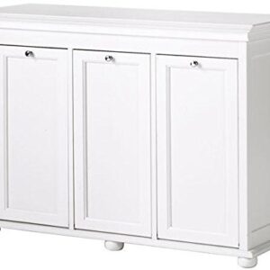 Home Decorators Collection Hampton Bay 37 Inch White Triple Tilt Out Bathroom Hamper, 27" Hx37 Wx13 D, White