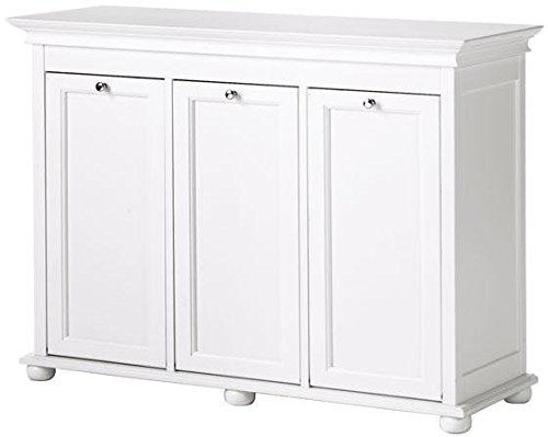 Home Decorators Collection Hampton Bay 37 Inch White Triple Tilt Out Bathroom Hamper, 27" Hx37 Wx13 D, White