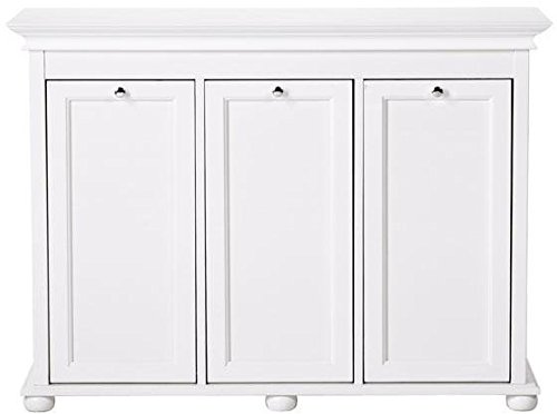 Home Decorators Collection Hampton Bay 37 Inch White Triple Tilt Out Bathroom Hamper, 27" Hx37 Wx13 D, White