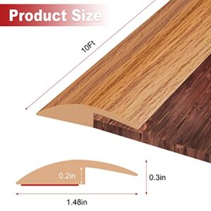 10Ft Carpet Floor Transition Strip, Self Adhesive Floor Edging Trim Strip, PVC Threshold Cover for Doorway, Floor Divider Strip Suitable for Threshold Height Less Than 5 mm - Light Brown Wood Grain