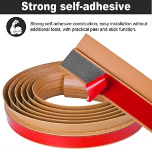 10Ft Carpet Floor Transition Strip, Self Adhesive Floor Edging Trim Strip, PVC Threshold Cover for Doorway, Floor Divider Strip Suitable for Threshold Height Less Than 5 mm - Light Brown Wood Grain