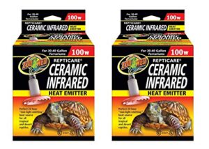 zoo med 2 pack of repticare ceramic infrared heat emitters, 100 watt, for 30 to 40 gallon terrariums