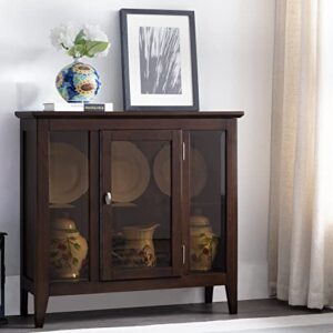 Leick Furniture Entryway Curio Cabinet with Interior Light, Chocolate Oak