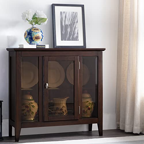 Leick Furniture Entryway Curio Cabinet with Interior Light, Chocolate Oak