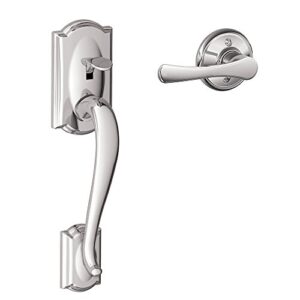 schlage fe285 cam 625 vla camelot trim lower half front entry handleset with avila lever, bright chrome