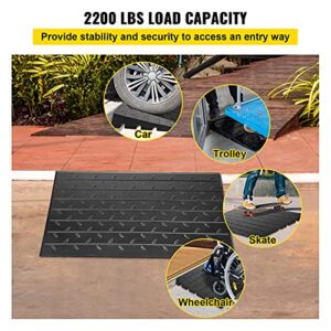 VEVOR Rubber Threshold Ramp,Threshold Ramp Doorway, 3 Channels Cord Cover Rubber Solid Threshold Ramp, Rubber Angled Entry Rated 2200 Lbs Load Capacity for Wheelchair and Scooter (2.6" H)