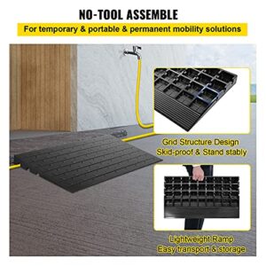 VEVOR Rubber Threshold Ramp,Threshold Ramp Doorway, 3 Channels Cord Cover Rubber Solid Threshold Ramp, Rubber Angled Entry Rated 2200 Lbs Load Capacity for Wheelchair and Scooter (2.6" H)