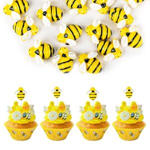 gyufise 25pcs bumble bee cupcake toppers oh babee cupcake picks oh baby cake decoration for bee theme baby shower kids birthday party decorations supplies