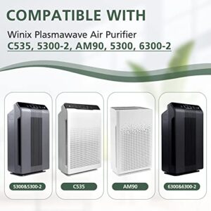 115115 Replacement Filters A for Winix PlasmaWaveC535, 5300-2, 6300-2, 5300, 6300, P300, AM90, 9000, 5000, 5000B, C909, 9800 Air Purifier, 2 x True HEPA Size 21 Filter Plus 8 x Carbon Pre-Filters