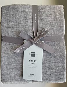 west elm belgian linen sheet set~king~*~slate melange~*~ grey