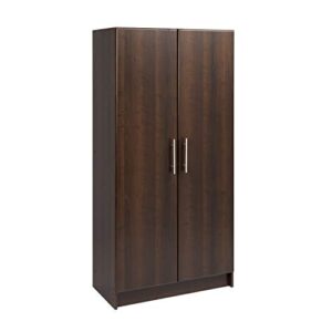 prepac elite 2 door standing storage cabinet, 16″ d x 32″ w x 65″ h, espresso