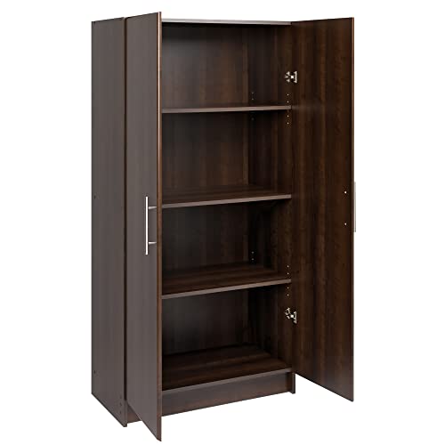 Prepac Elite 2 Door Standing Storage Cabinet, 16" D x 32" W x 65" H, Espresso