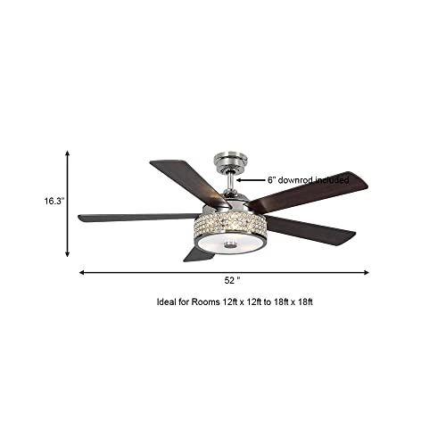 Home Decorators Collection Montclaire 52 in. LED Polished Nickel Ceiling Fan with Light Kit and Remote Control
