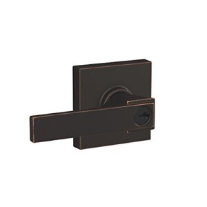 schlage f51a nbk 716 col northbrook lever with collins trim keyed entry lock, aged bronze