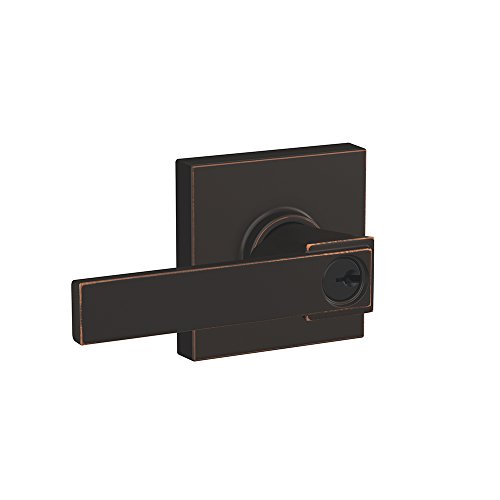 SCHLAGE F51A NBK 716 COL Northbrook Lever with Collins Trim Keyed Entry Lock, Aged Bronze