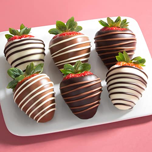 A Gift Inside Golden State Fruit Chocolate Covered Strawberries, 6 Dark, Milk & White Delight