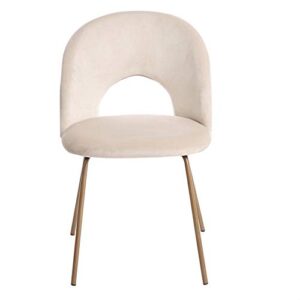 CangLong Velvet Seat Chair with Metal Legs for Kitchen Dining Room, Pack of 2. Beige