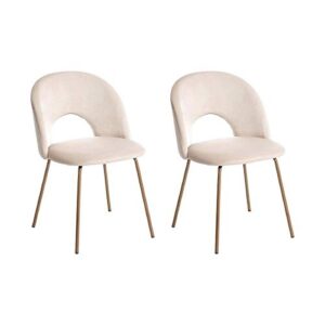 CangLong Velvet Seat Chair with Metal Legs for Kitchen Dining Room, Pack of 2. Beige