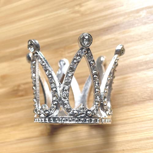 JORCEDI Mini Crown Princess Topper Rhinestone Tiara Ornaments Cake Decorating For Baby Shower Birthday Wedding Christmas Theme Party Photo Prop Silver