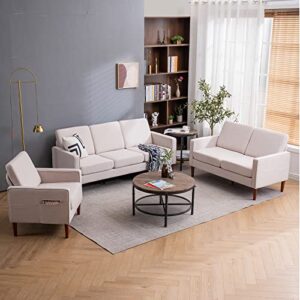 Karl home Sofa 71" Modern Sofa Couch Upholstered Love Seat Furniture 3-Seat Small Couch for Living Room, Bedroom, Apartment, Studio, Office, Creamy White