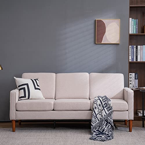 Karl home Sofa 71" Modern Sofa Couch Upholstered Love Seat Furniture 3-Seat Small Couch for Living Room, Bedroom, Apartment, Studio, Office, Creamy White