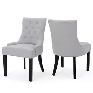 Christopher Knight Home Hayden Fabric Dining Chairs, 2-Pcs Set,Polyester, Light Grey