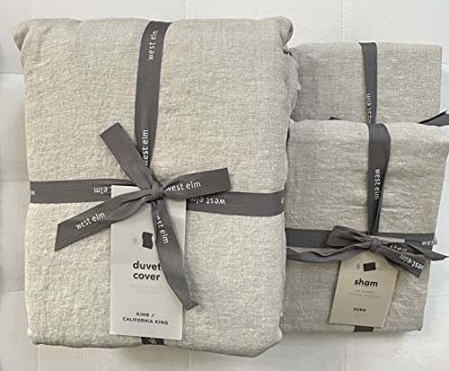 West Elm European Flax Linen Duvet Cover King/Cali King & Two Euro Shams *~Natural Flax~*