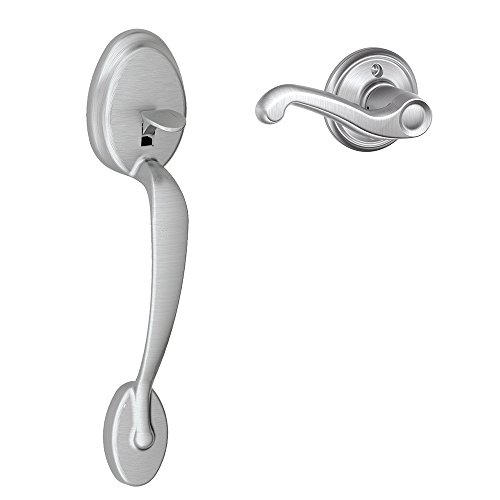 Schlage FE285 PLY 626 FLA RH Plymouth Trim Lower Half Front Entry Handleset with Flair Right Hand Lever, Satin Chrome