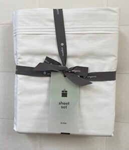 west elm 400 thread count organic percale pleated edge sheet set ~king~*white*~