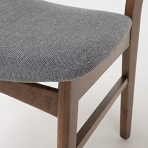 Christopher Knight Home Idalia Dining Chairs, 2-Pcs Set, Dark Grey / Walnut Finish