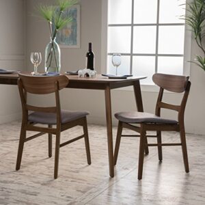 Christopher Knight Home Idalia Dining Chairs, 2-Pcs Set, Dark Grey / Walnut Finish