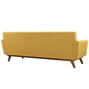 Modway Engage Mid-Century Modern Upholstered Fabric Sofa in Citrus