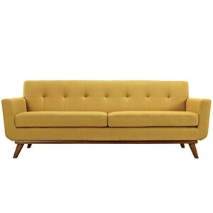 Modway Engage Mid-Century Modern Upholstered Fabric Sofa in Citrus