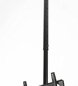 TV Ceiling Mount for Flat-Screen Monitor Between 23" and 70", VESA-Compatible Mounting Bracket with Extending Post, Rotating and Tilting Fixture, Steel (Black)