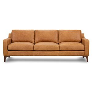 POLY & BARK Sorrento Leather Couch – 86-Inch Leather Sofa with Tufted Back - Full Grain Leather Couch with Feather-Down Topper On Seating Surfaces – Pure-Aniline Italian Leather – Cognac Tan